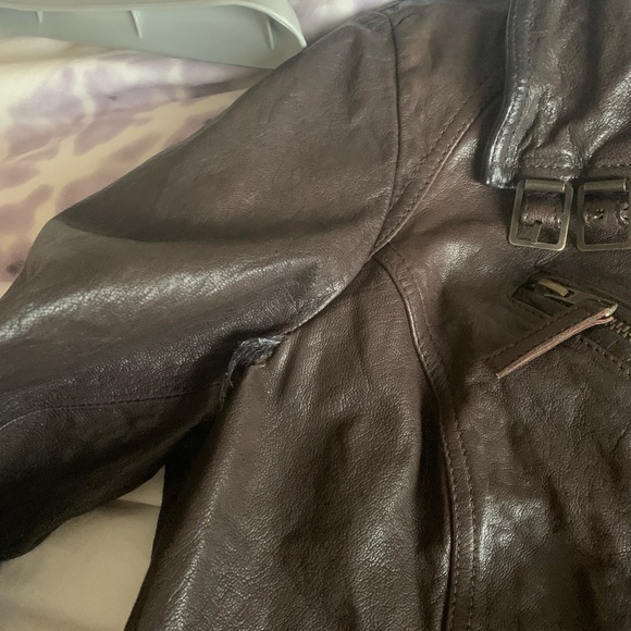 All Saints UK Sz 14 US 10 leather jacket - Picture 3 of 3